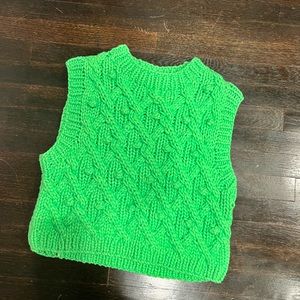 Zara lime cable knit vest | NWOT | Size Med